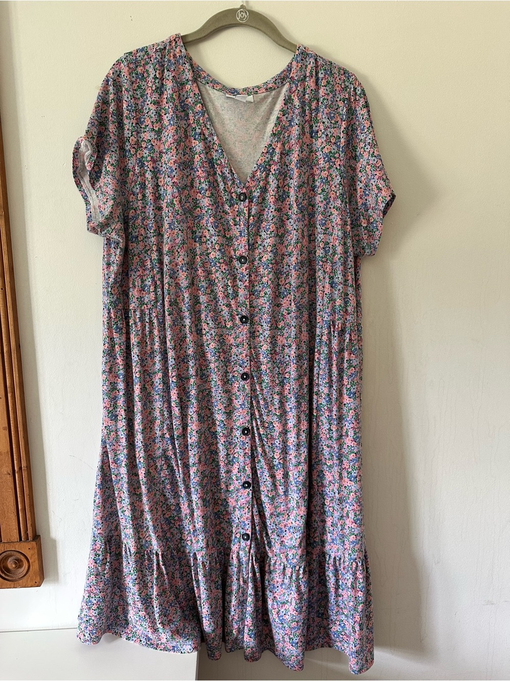 J. Jill Pink Multi Floral Button-Front Midi Dress